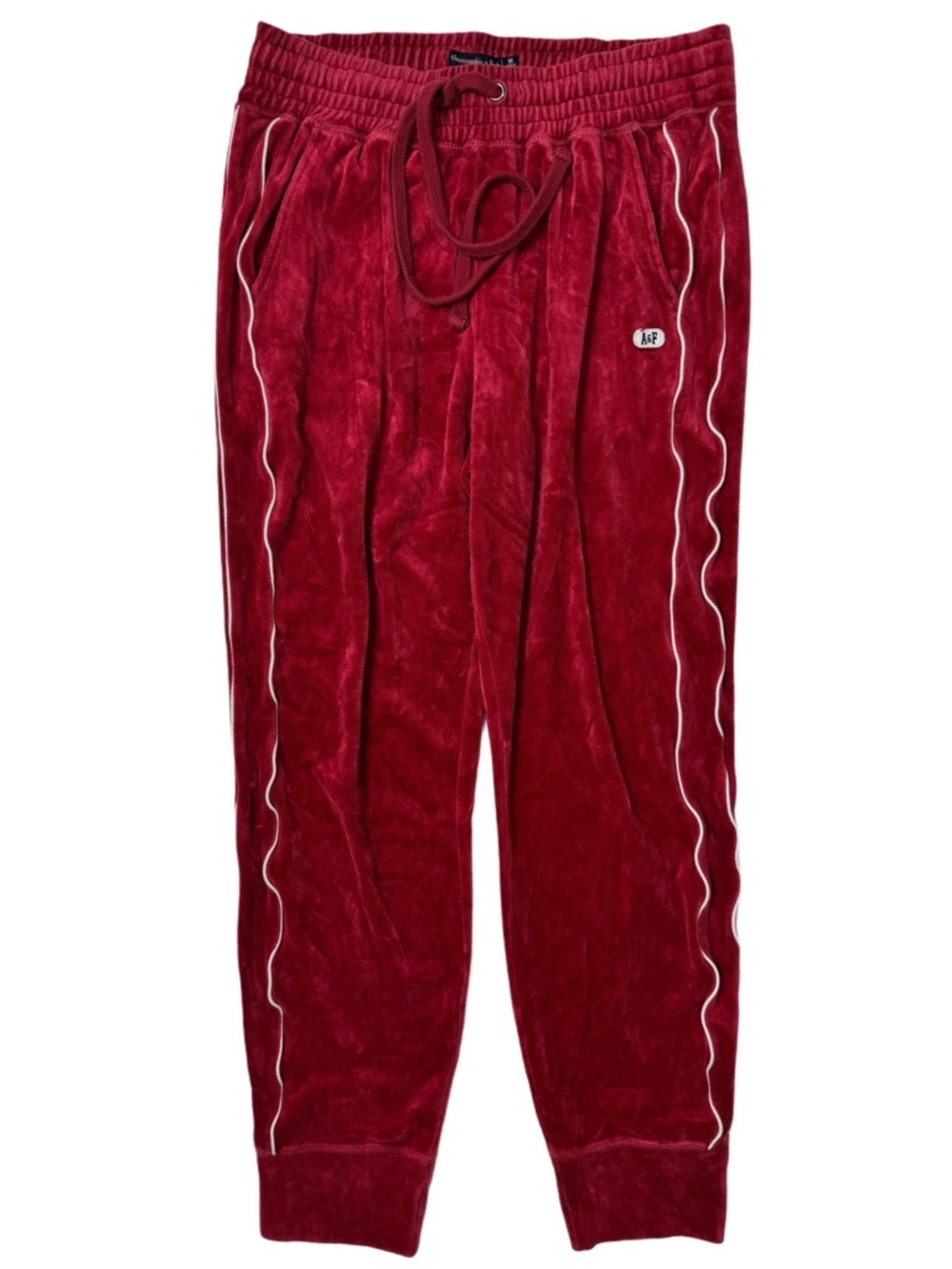 {Abercrombie Vintage} Red Elastic Waist Velvet Joggers Sweatpants WAP42-70